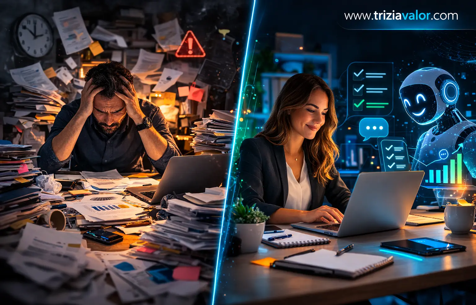 profissional usando inteligência artificial para organizar tarefas no trabalho