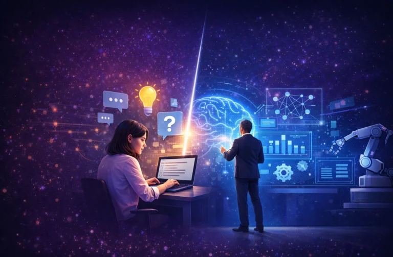 profissional utilizando prompts de inteligência artificial no trabalho sem estratégia estruturada