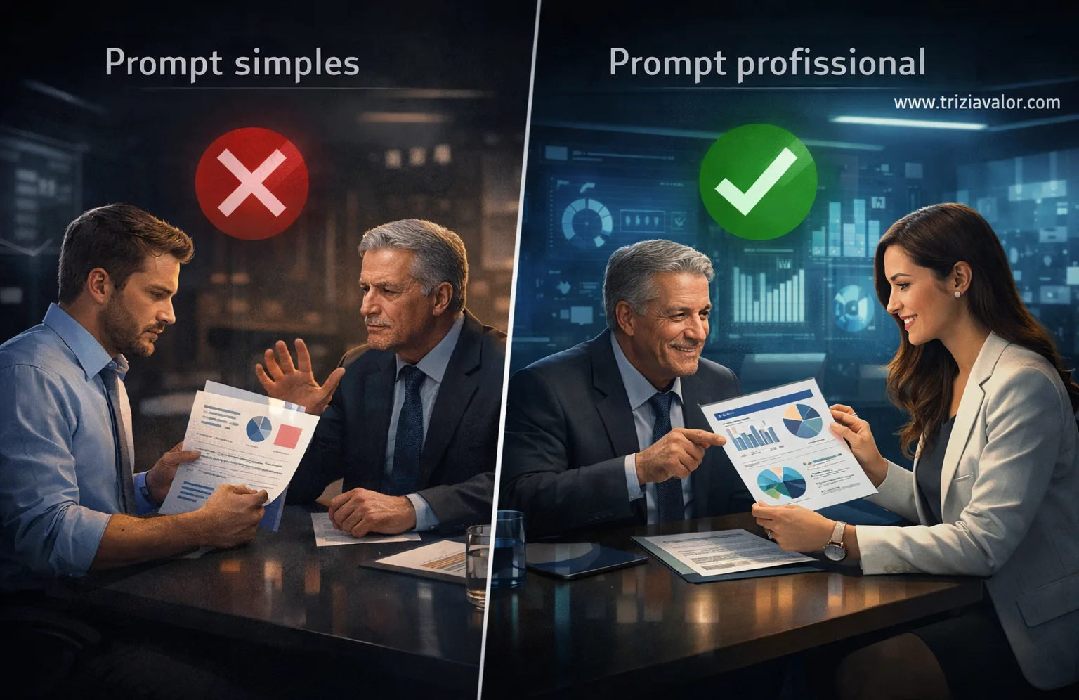 Resultados de prompts profissionais para IA